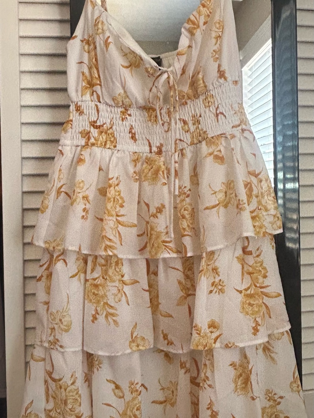 Floral Tiered dress in Cream and Gold